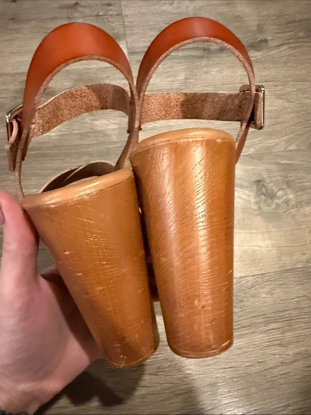 Amazon Womens Brown Leather Wedge Sandals with Ankle Strap